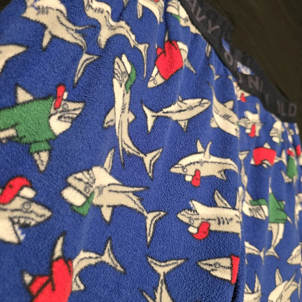 Old Navy Shark Pajama Pants Boys Size XL 14/16 Blue Fleece Cozy‎ Lounge